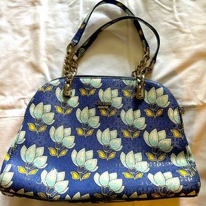 GUESS Blue floral purse. Very clean. 3 compartments with shoulder straps.